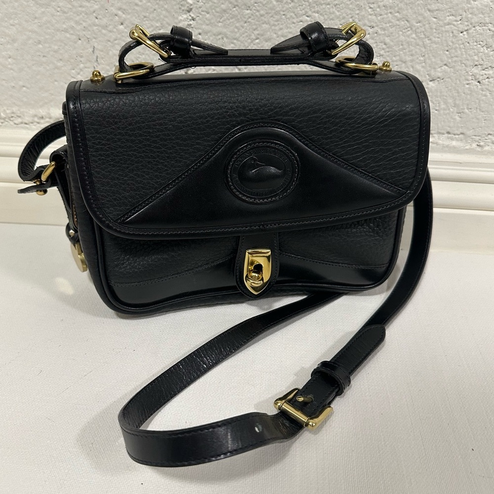 1980's Rare Black Vintage Dooney & Bourke Carrier Crossbody / Shoulder Bag